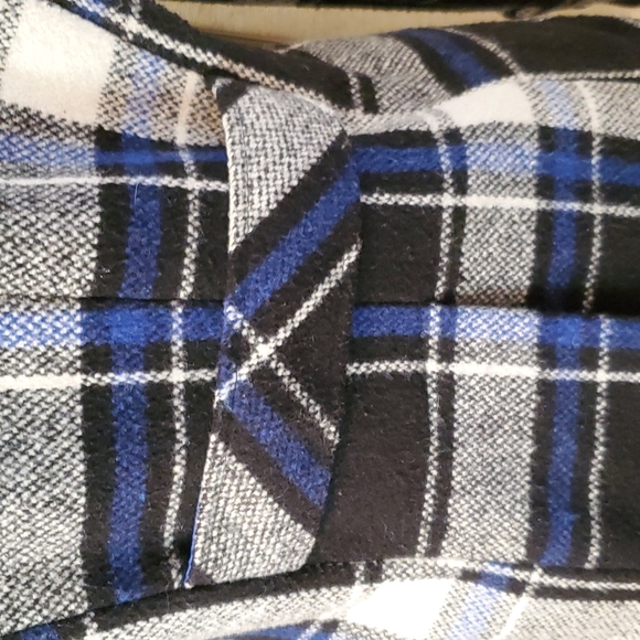 Retro 70's Pea Coat Coat Plaid Blue/Black Pockets Hood Wool Blend - Picture 5 of 11